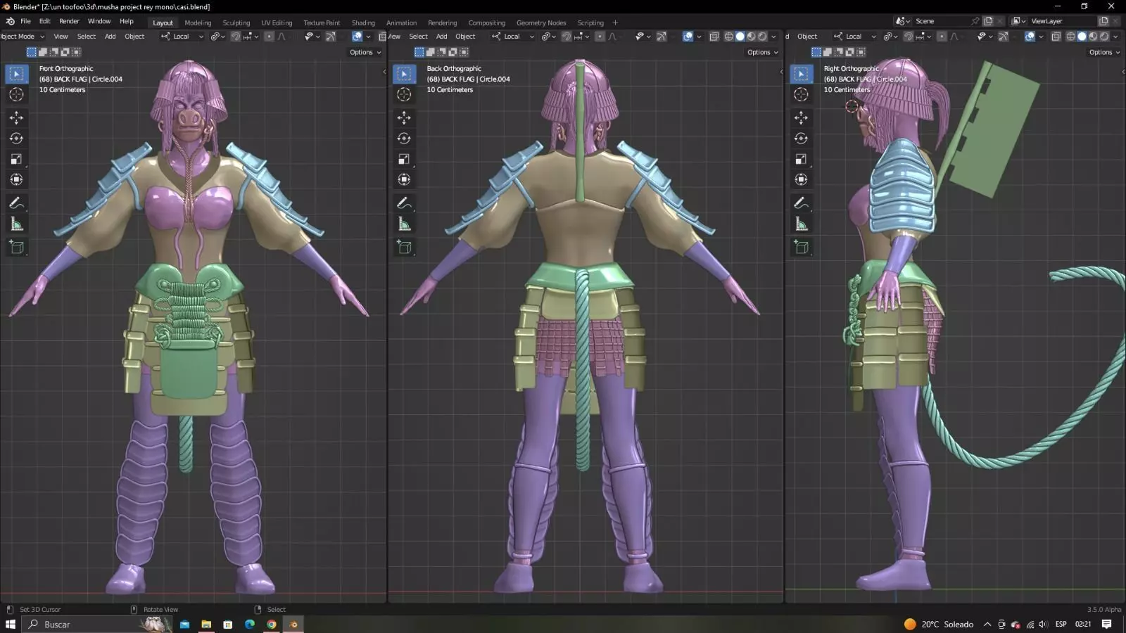 character woman samurai var 5 3D model