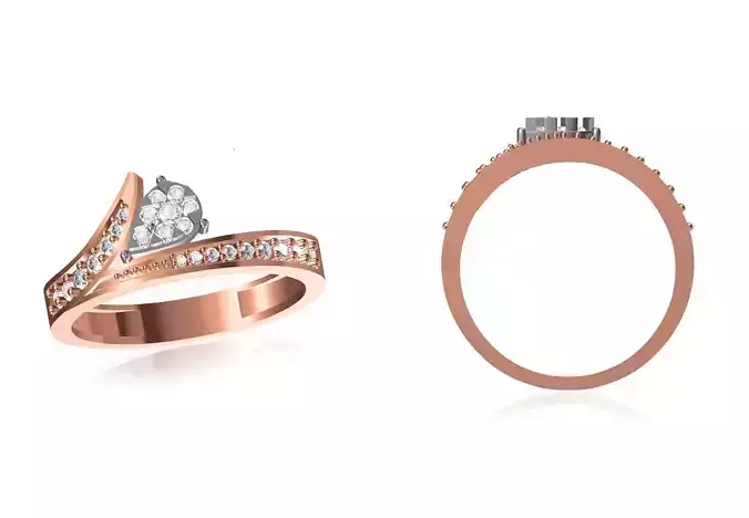 Women Wedding Engagement Ring STL OBJ FBX JCD Details