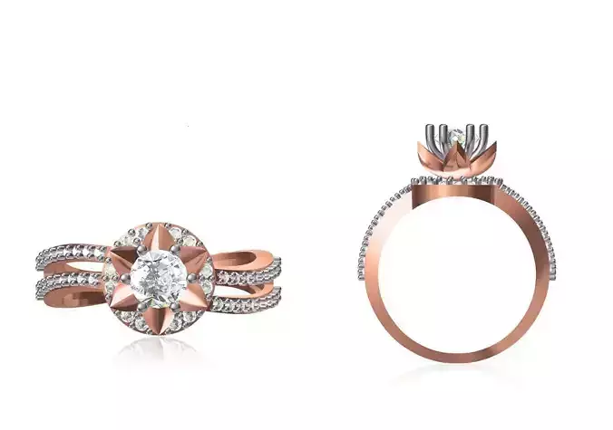 Women Wedding Engagement Ring STL OBJ FBX JCD Details