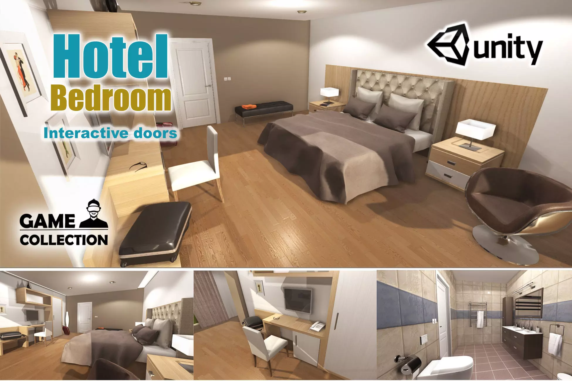 Hotel Room Low-poly 3D model