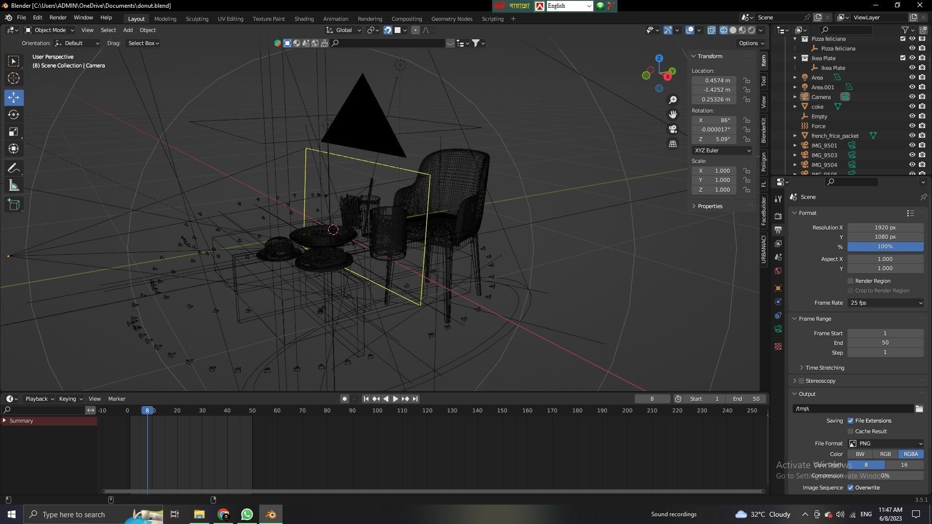 Table Full of Fast Foods Low-poly 3D model_2