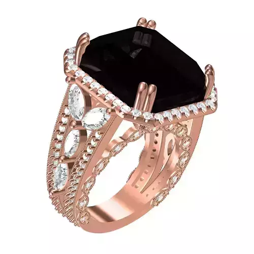 Black Emerald Stone Cocktail Ring