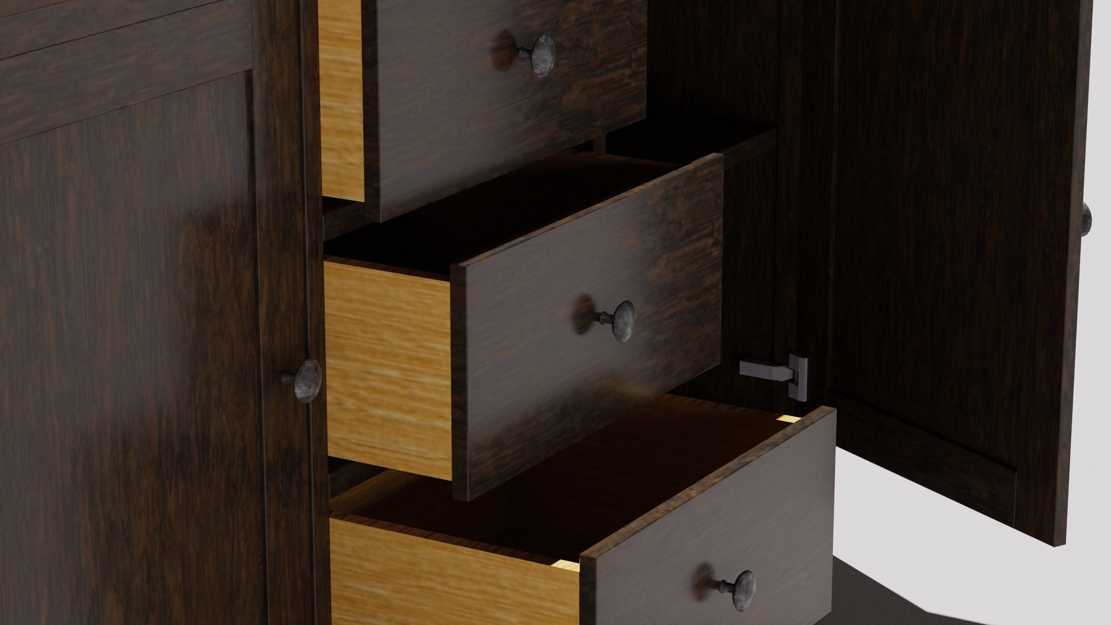 Sideboard Cabinet Low-poly 3D model_4