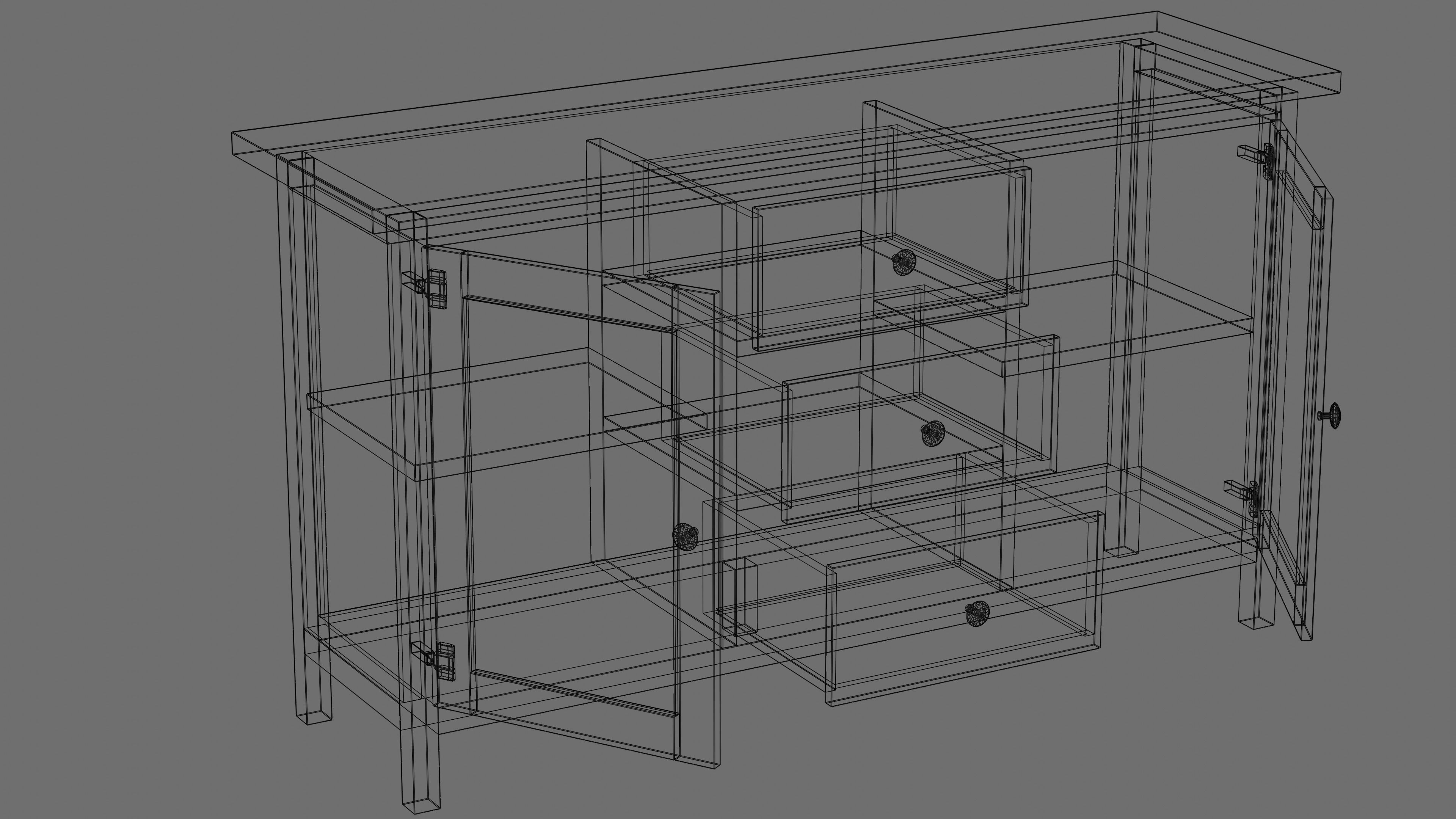 Sideboard Cabinet Low-poly 3D model_11
