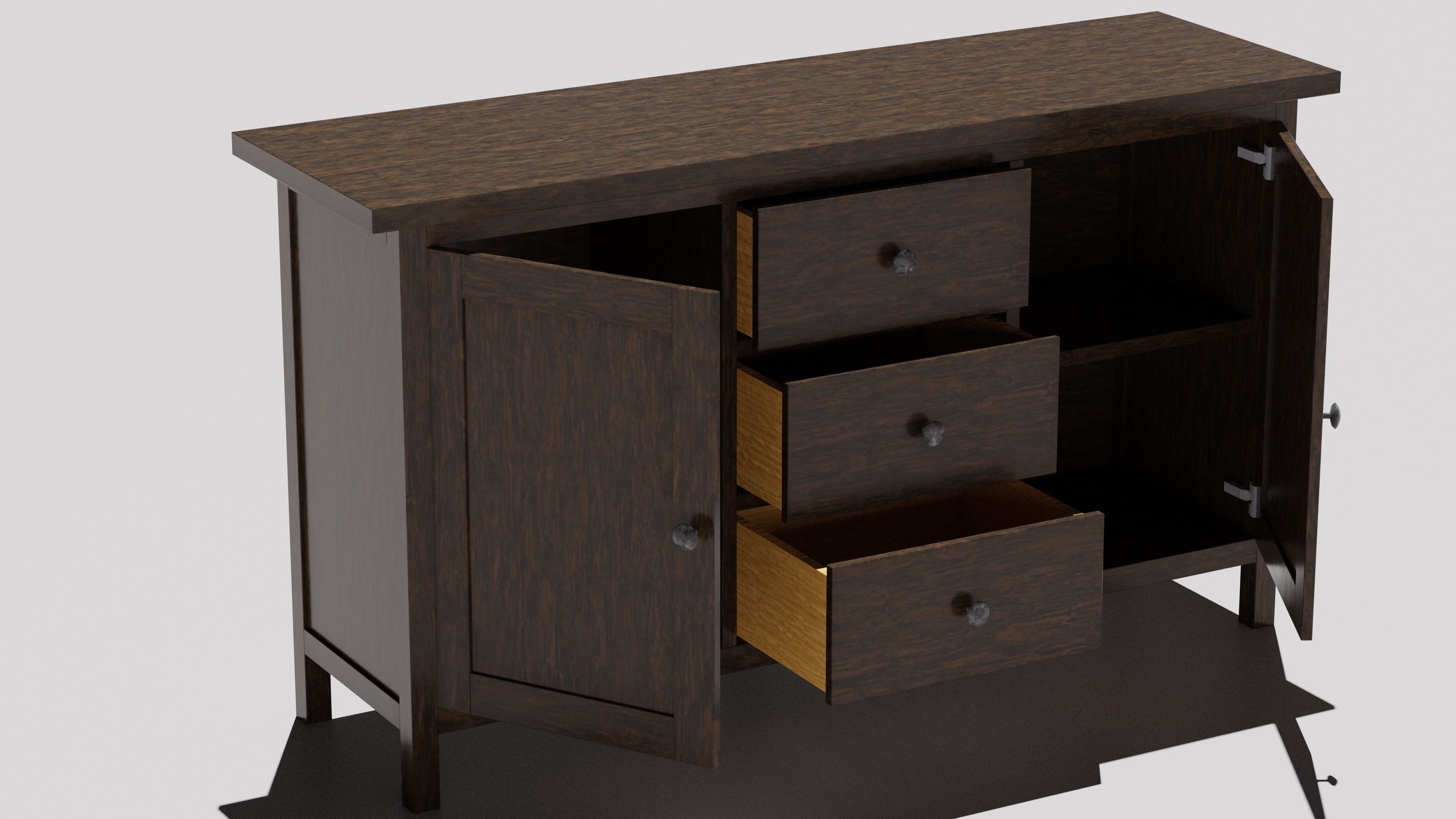 Sideboard Cabinet Low-poly 3D model_9