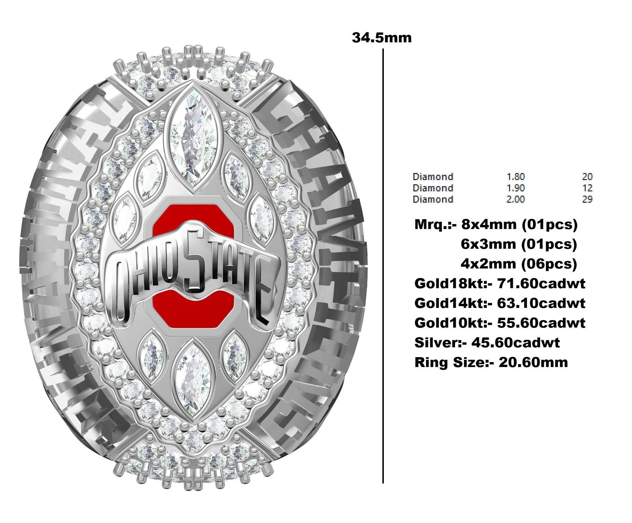 Ohio State Super Bowl Championship Ring 3D print model_12