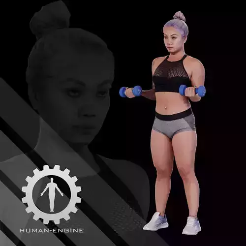 Female Scan - Violet Lifting Weights Gym Pose 37