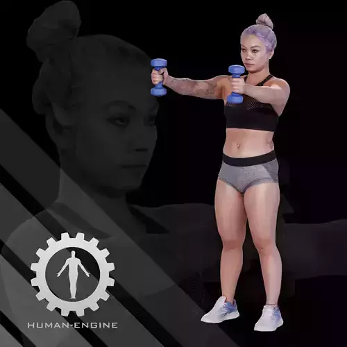 Female Scan - Violet Lifting Weights Gym Pose 38