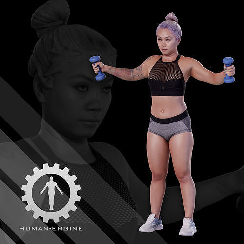 Female Scan - Violet Lifting Weights Gym Pose 39 3D model