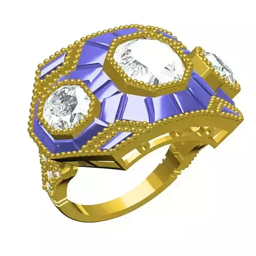 Three Round Diamond with Baguette Cocktail Engagement Ring