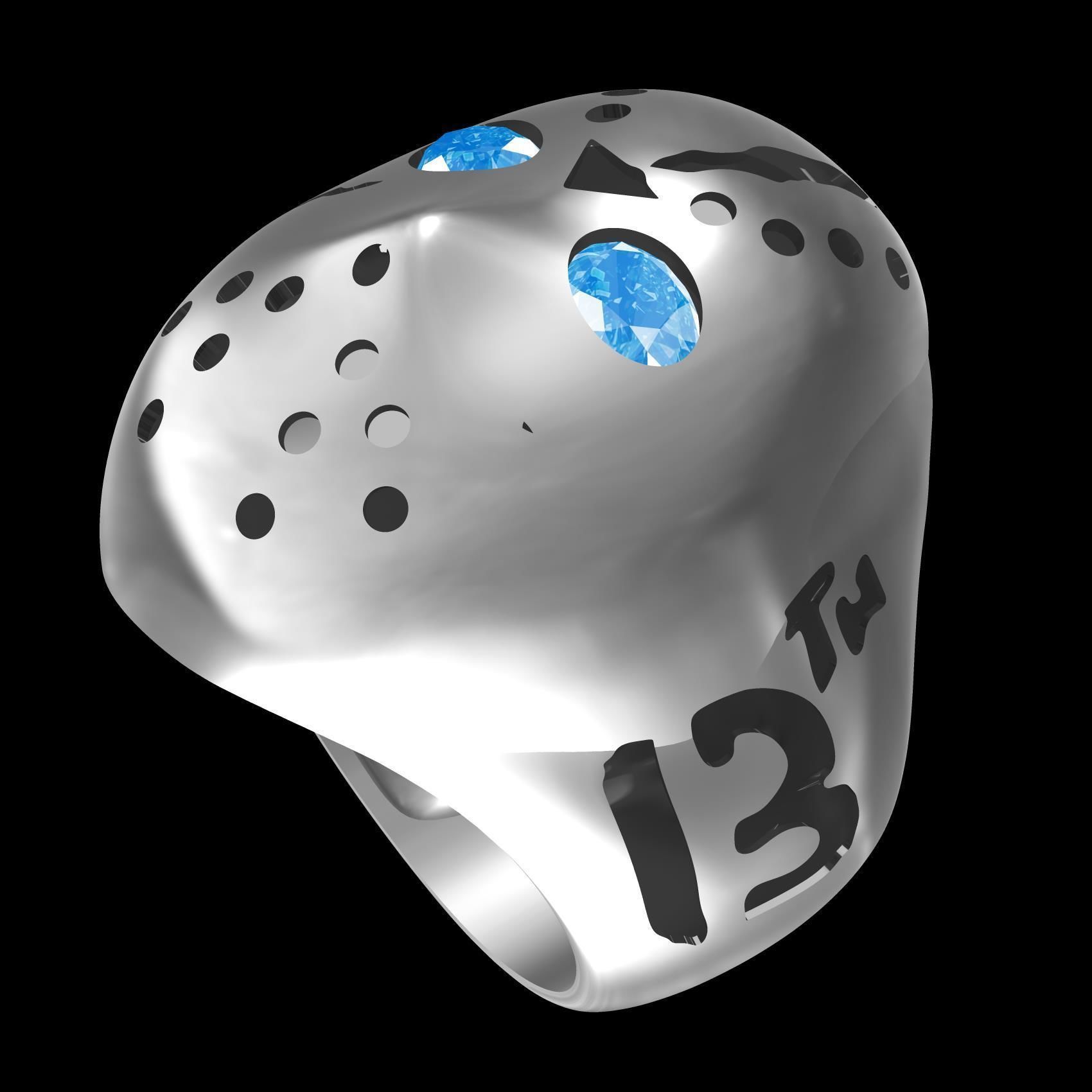 Mask Friday the 13th Engraving Ring 3D print model_10