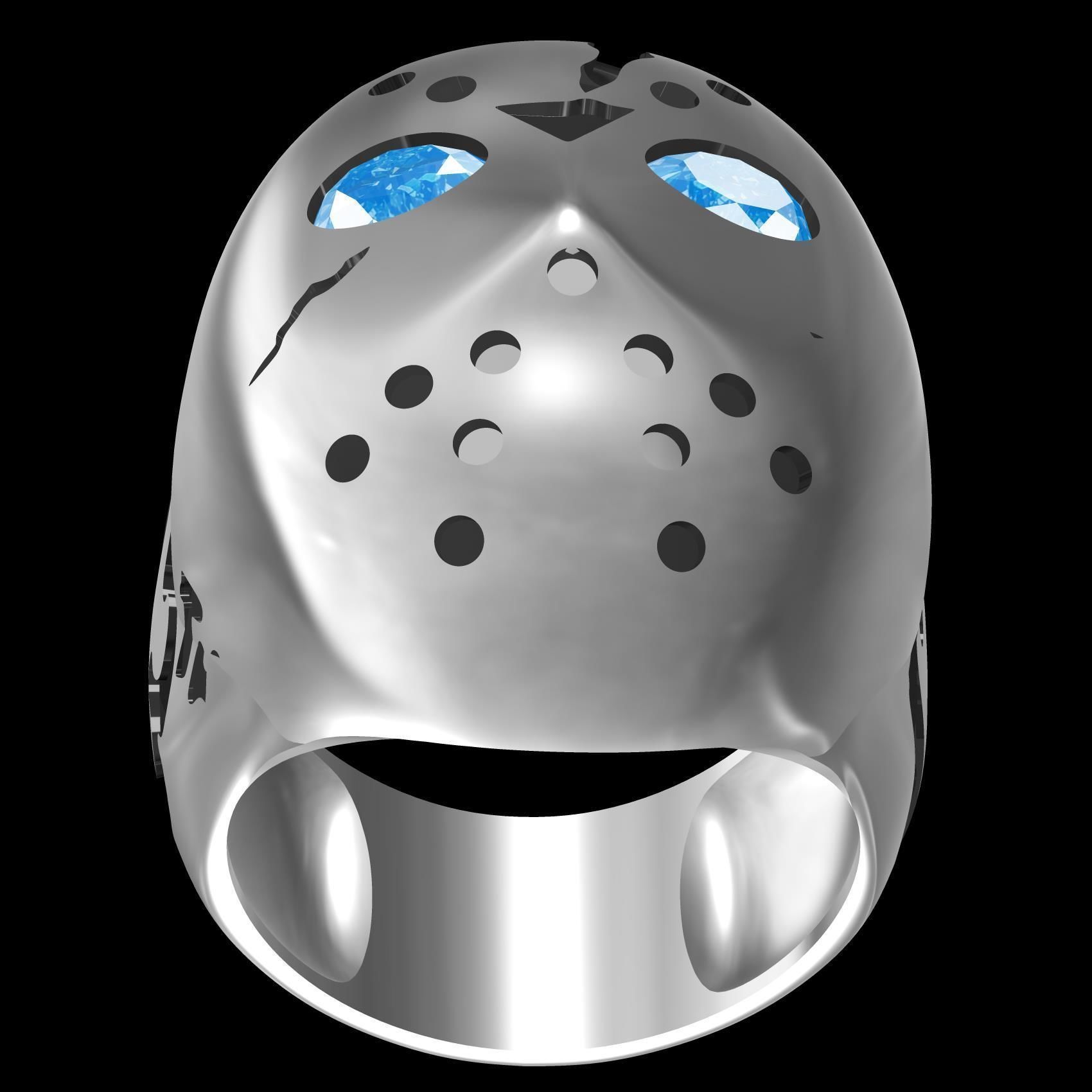 Mask Friday the 13th Engraving Ring 3D print model_9