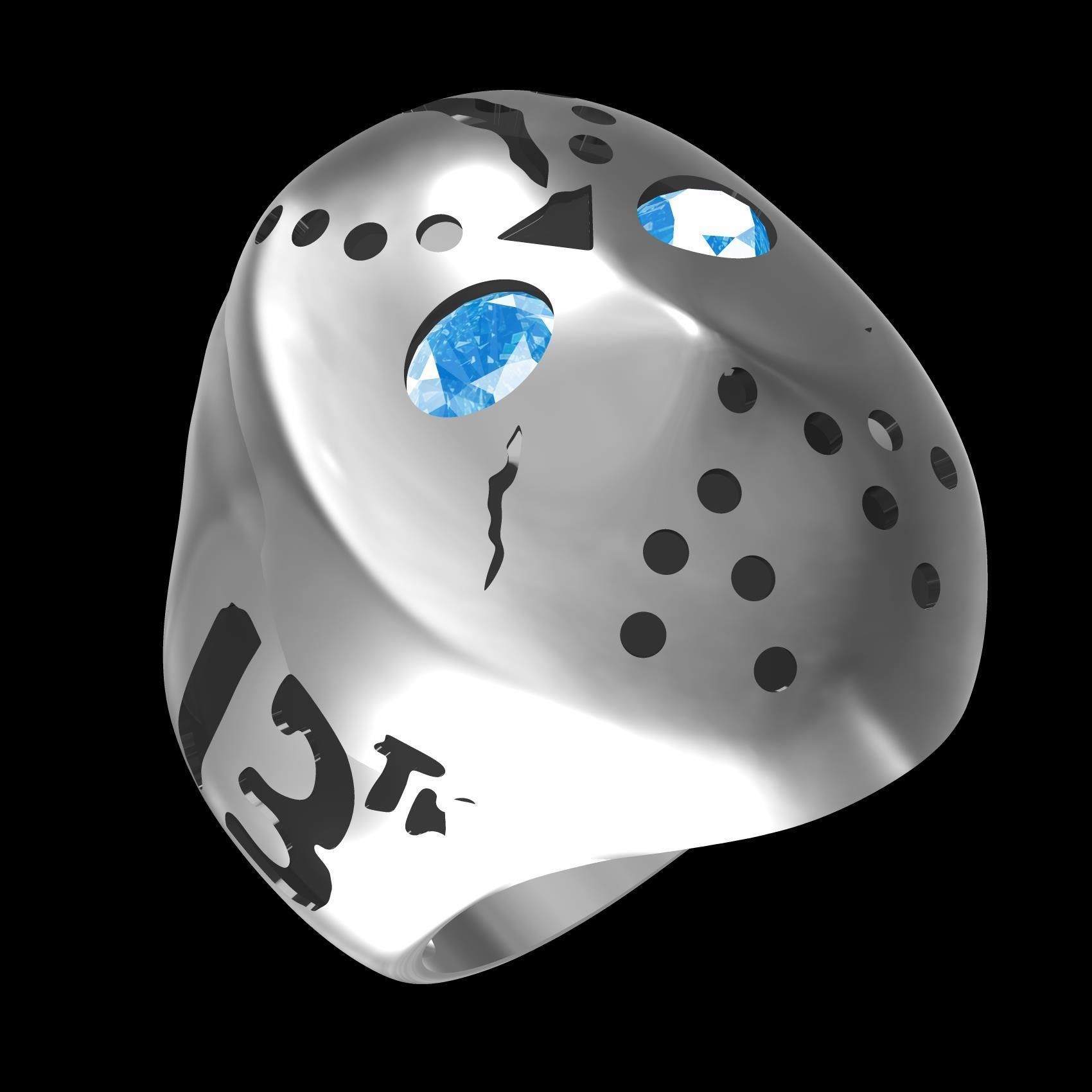 Mask Friday the 13th Engraving Ring 3D print model_11