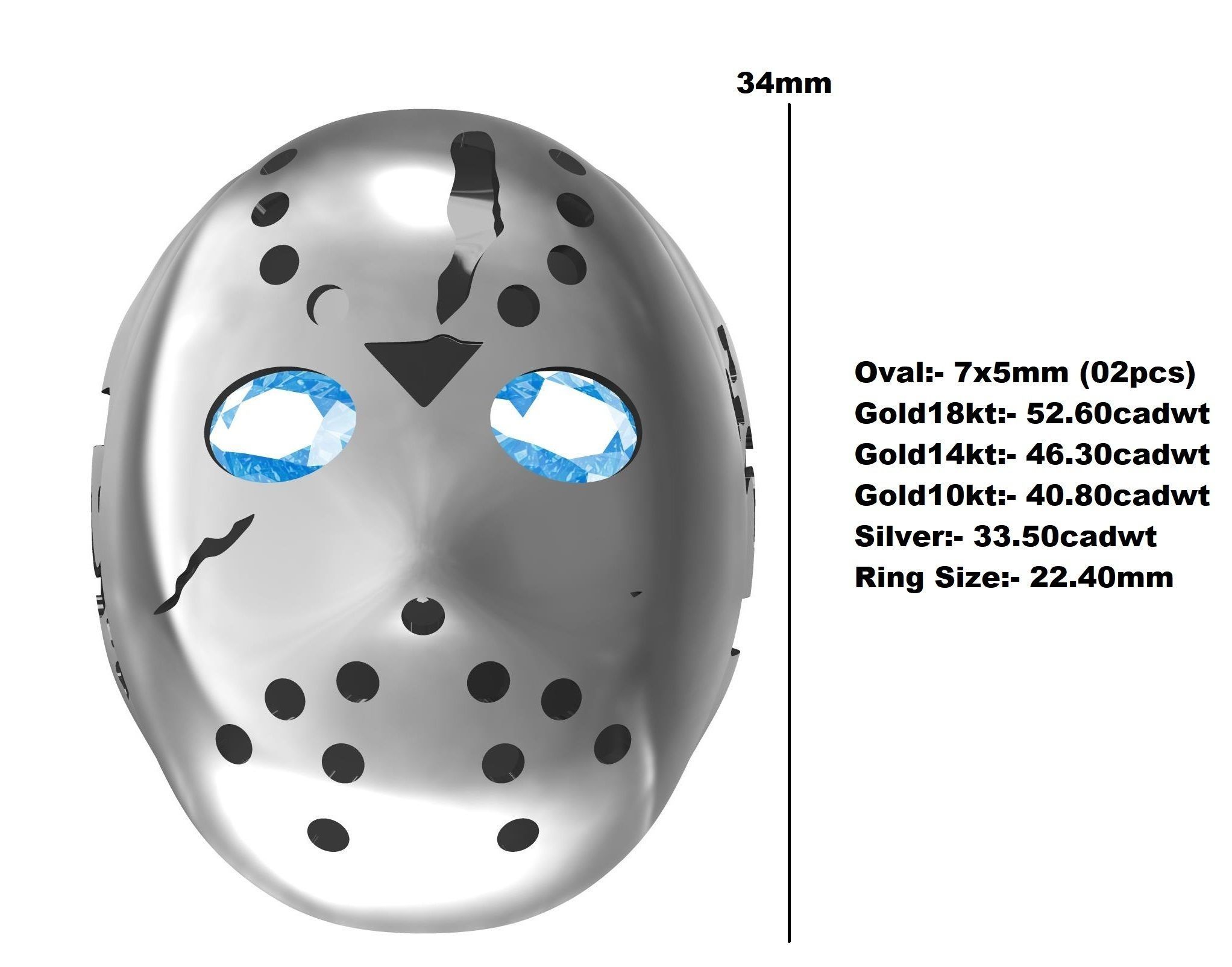 Mask Friday the 13th Engraving Ring 3D print model_12