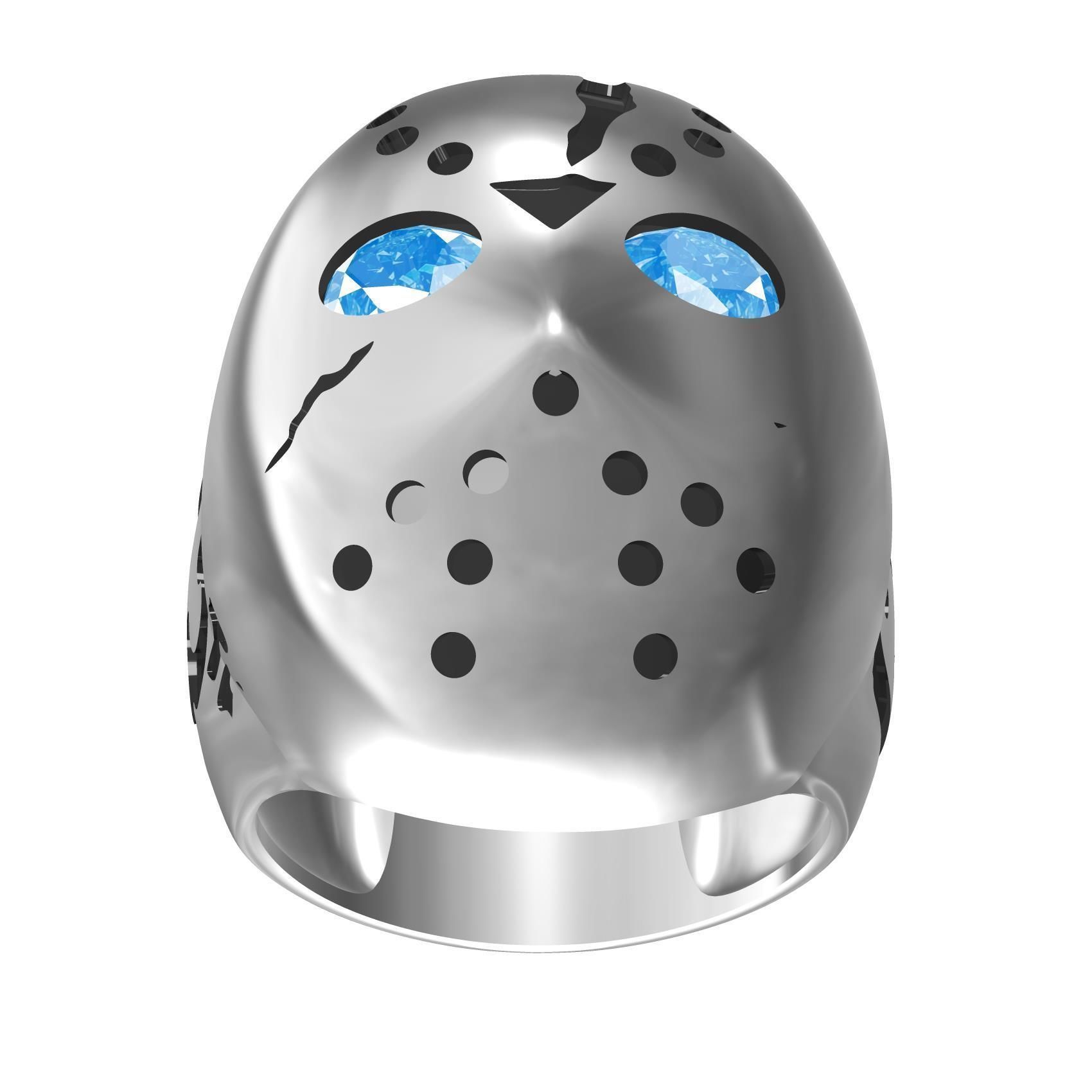 Mask Friday the 13th Engraving Ring 3D print model_2