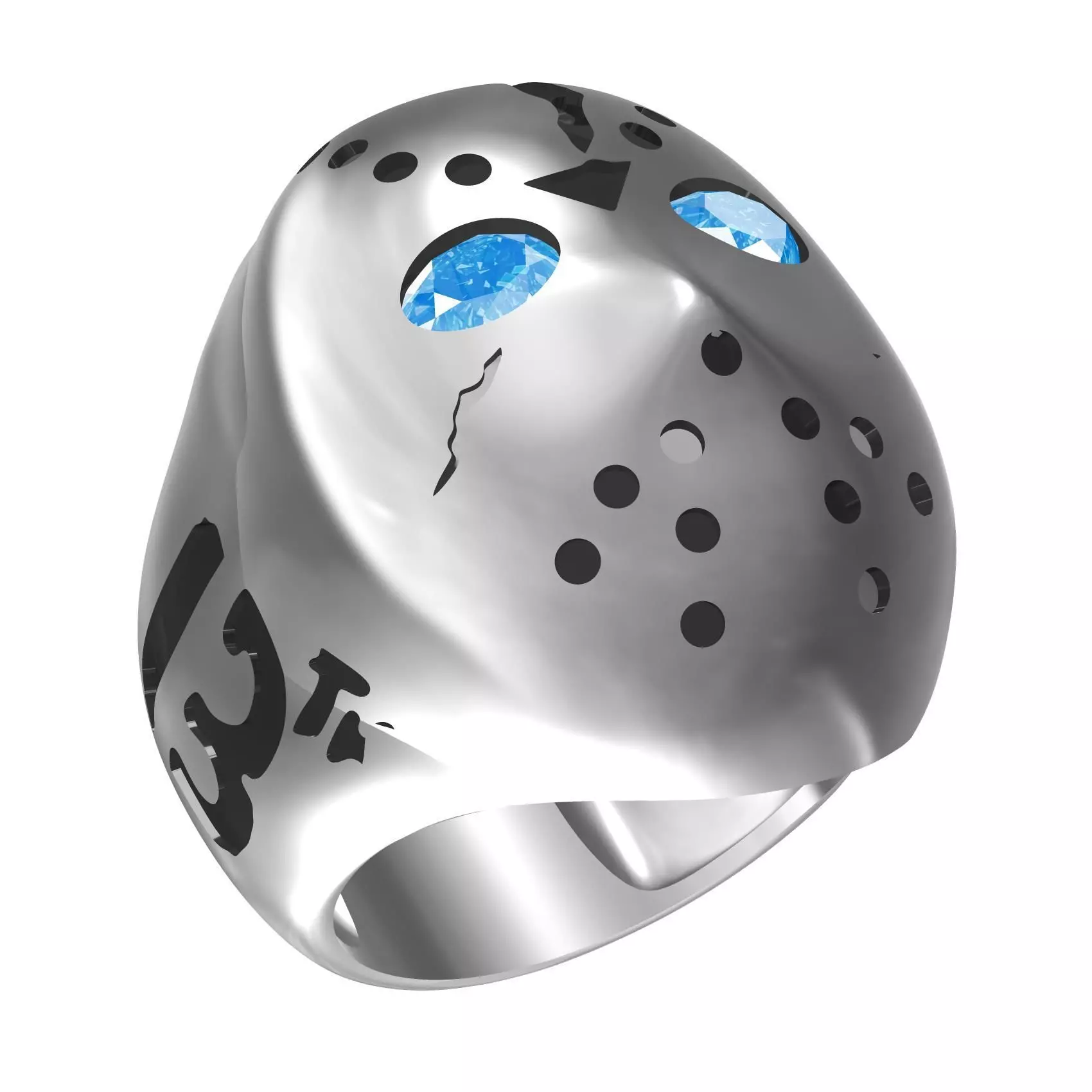 Mask Friday the 13th Engraving Ring 3D print model_0
