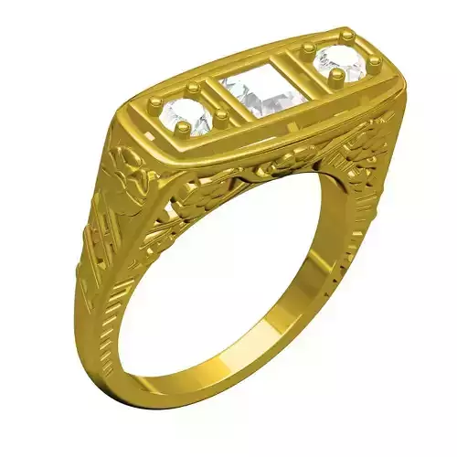 Three Stone Filigree Engagement Ring