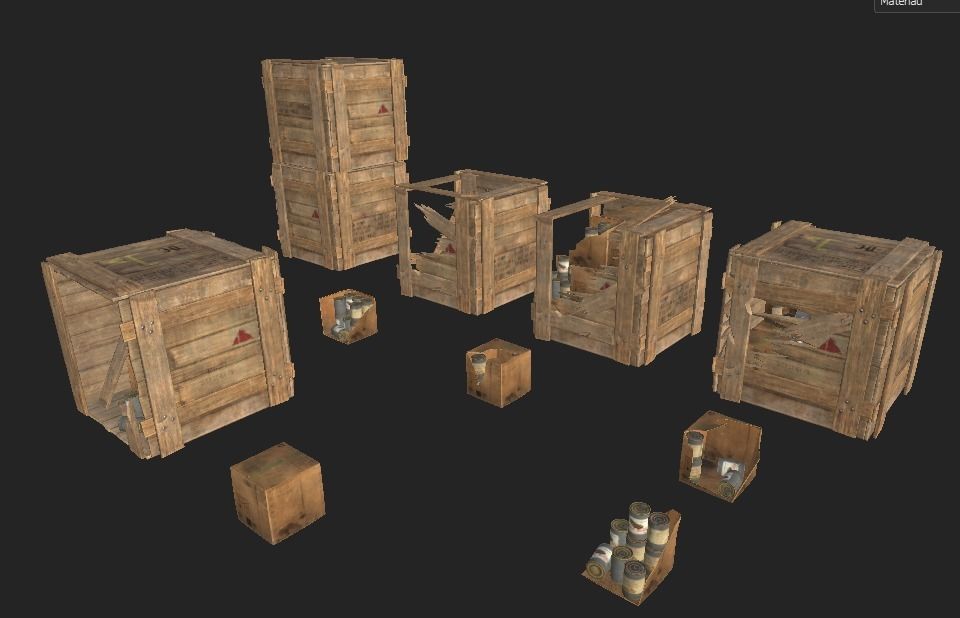 Food Box Broken Low-poly 3D model_2
