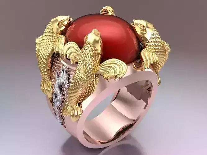 Carp Ring - Oval 17 X 19 mm - N1453 3D print model