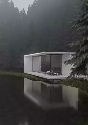 3D model of houses in the forest 3D model