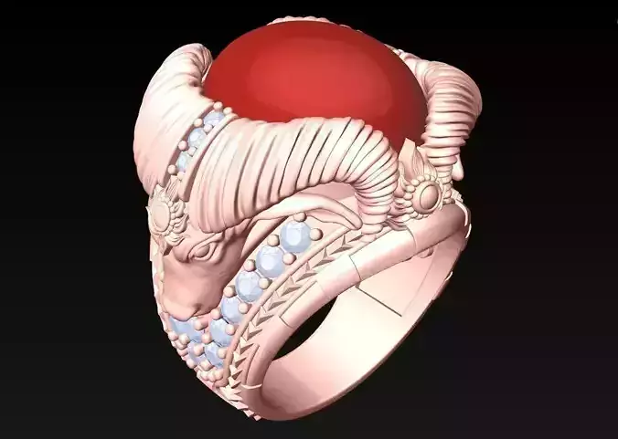 Buffalo Head Ring - Oval Stone Ring - N1320