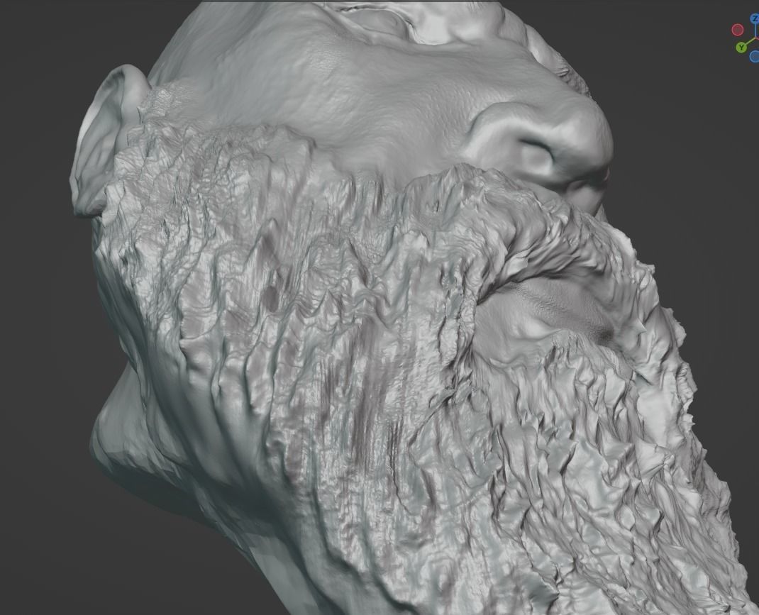 High Poly God Of War Ragnarok Kratos Head 3D print model_16