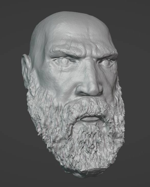 High Poly God Of War Ragnarok Kratos Head 3D print model_11