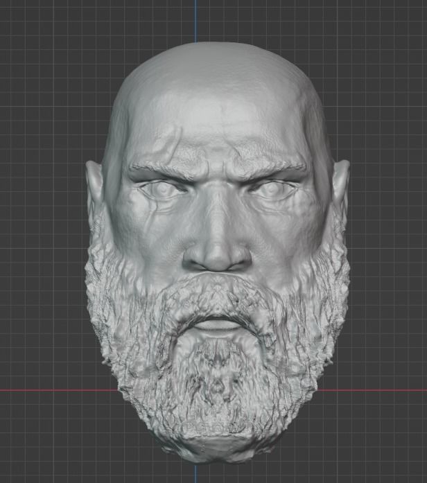 High Poly God Of War Ragnarok Kratos Head 3D print model_13