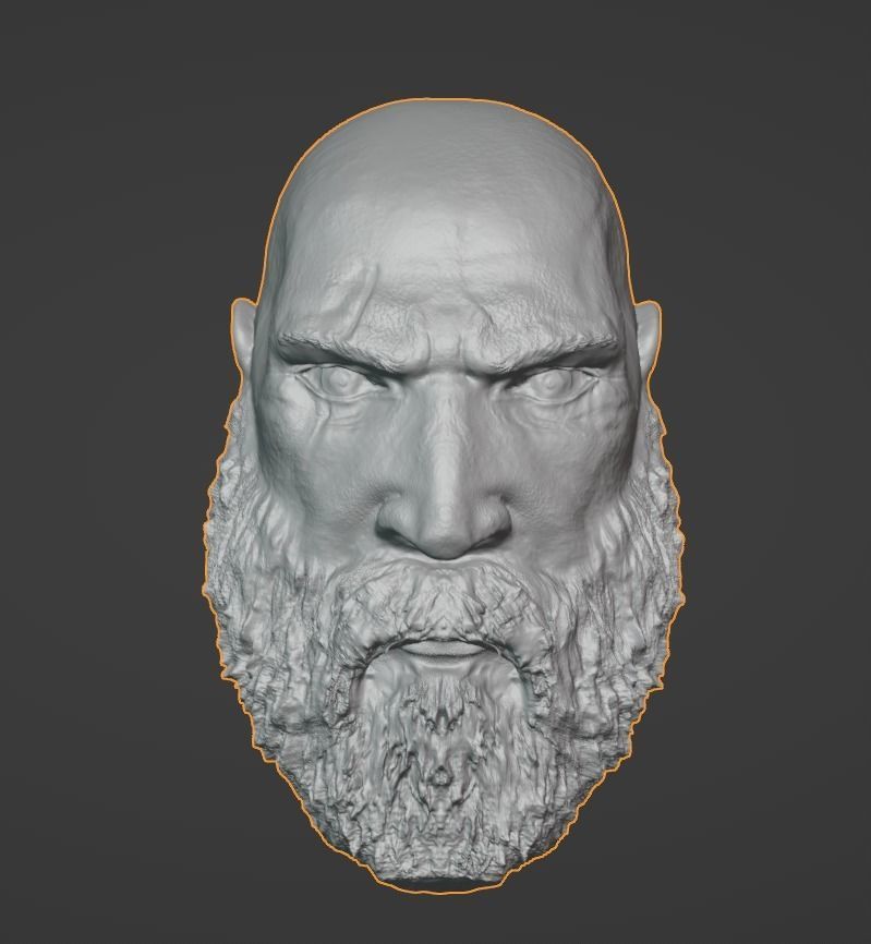 High Poly God Of War Ragnarok Kratos Head 3D print model_2