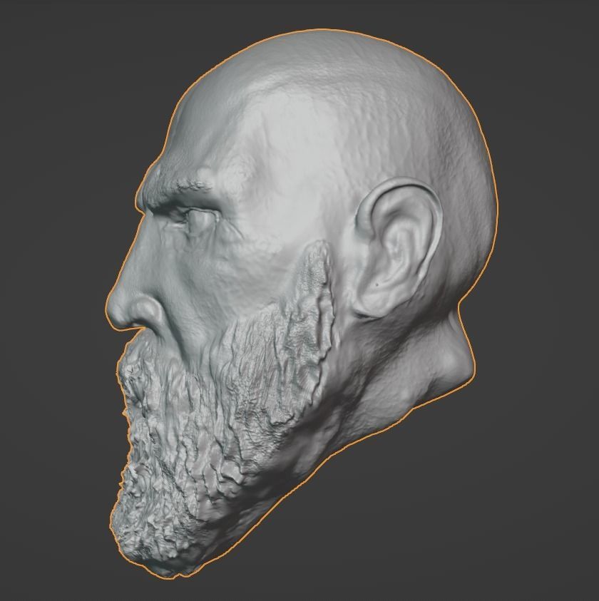 High Poly God Of War Ragnarok Kratos Head 3D print model_5