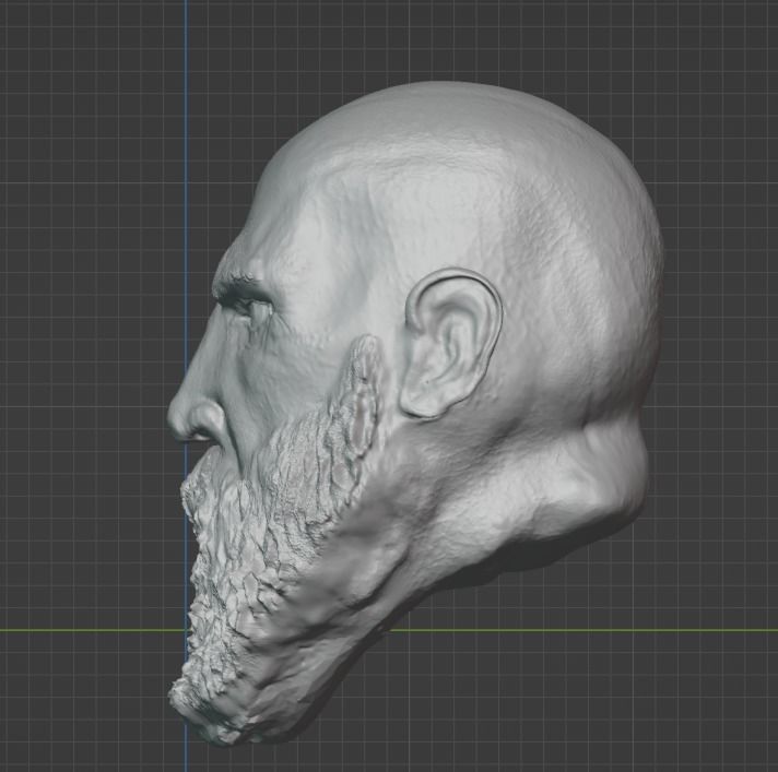 High Poly God Of War Ragnarok Kratos Head 3D print model_14