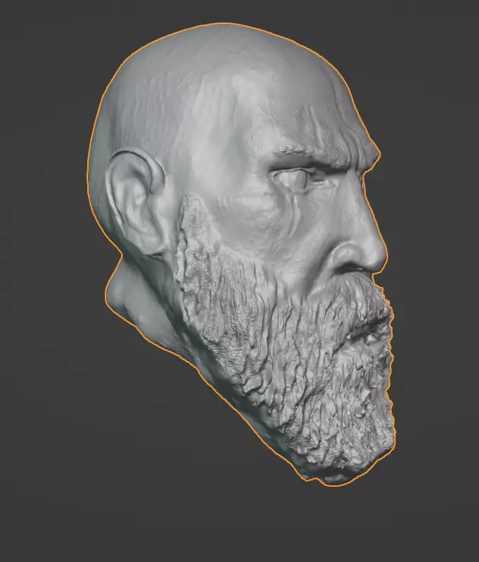 High Poly God Of War Ragnarok Kratos Head 3D print model_0
