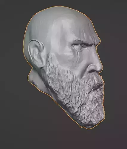 High Poly God Of War Ragnarok Kratos Head