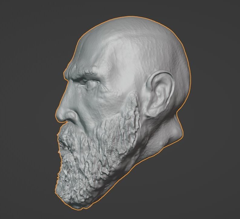 High Poly God Of War Ragnarok Kratos Head 3D print model_7