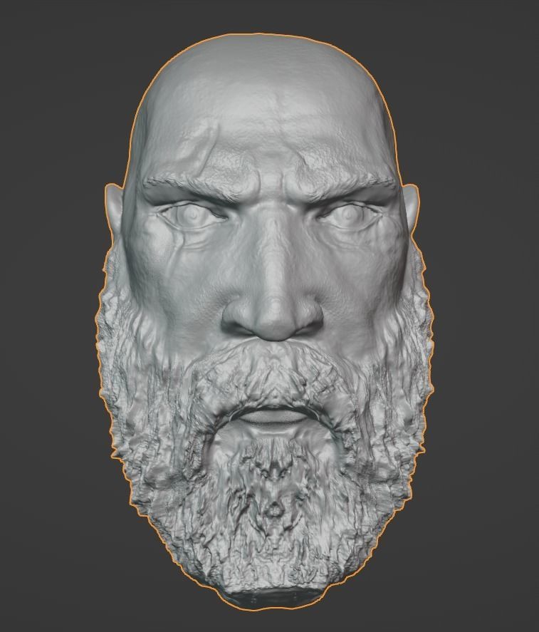 High Poly God Of War Ragnarok Kratos Head 3D print model_4