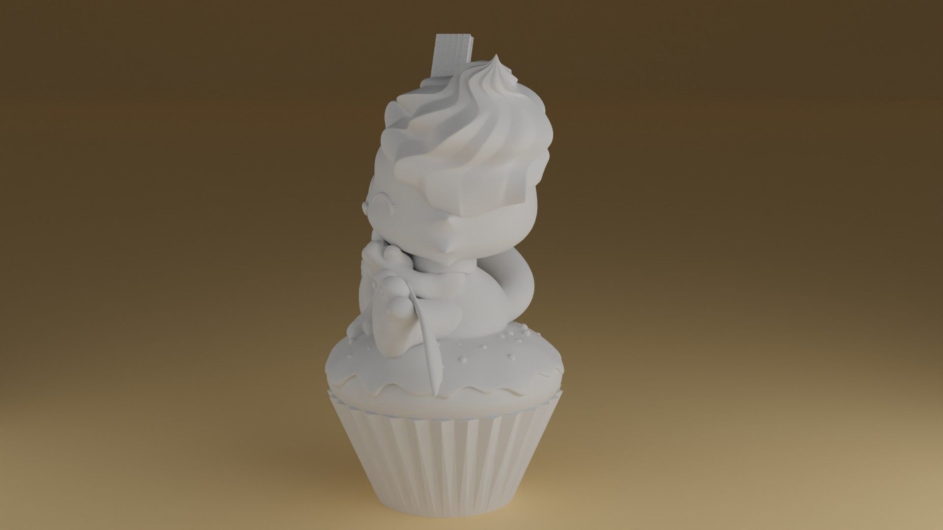 cream kitty 3D print model_4