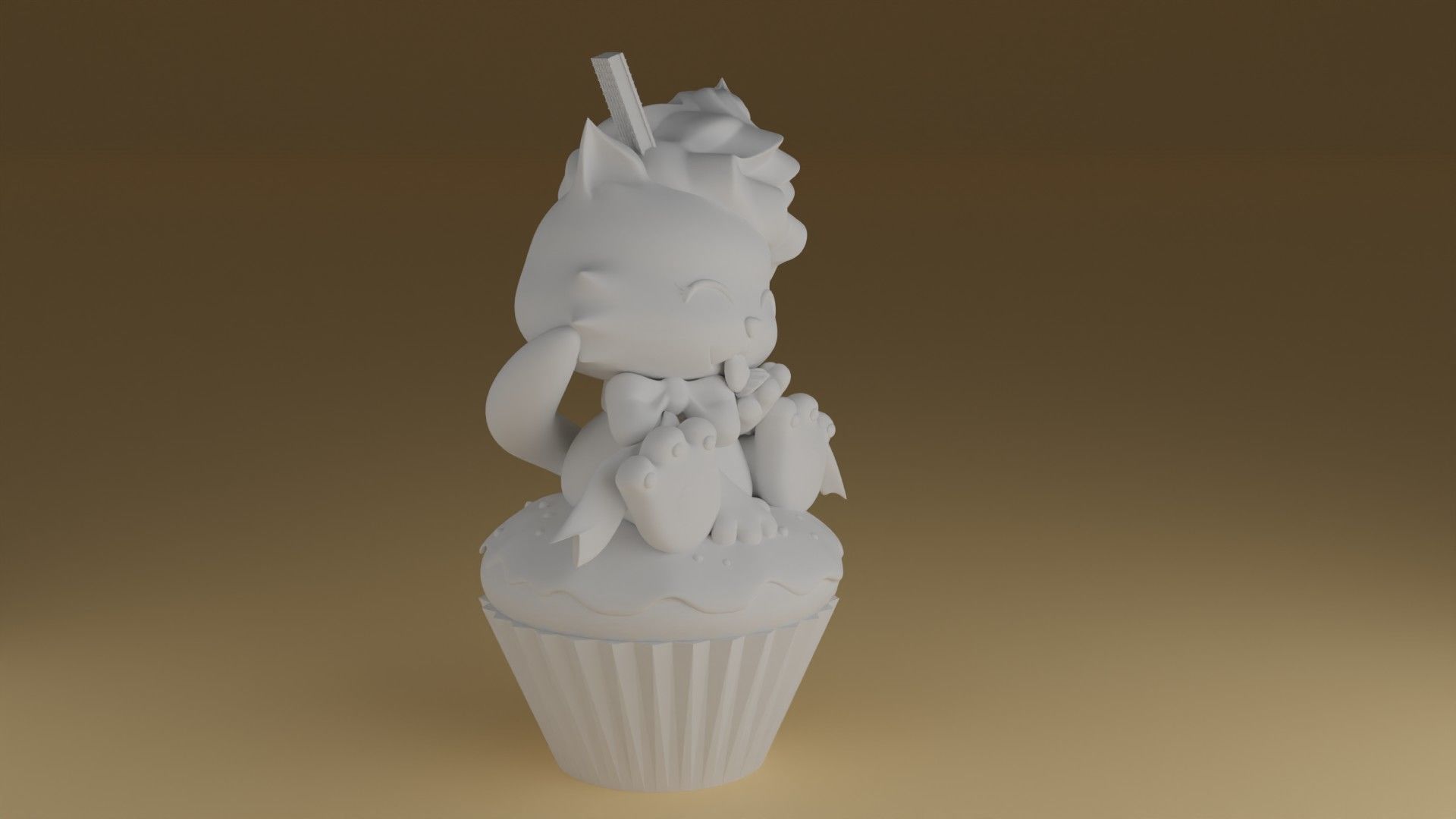 cream kitty 3D print model_2