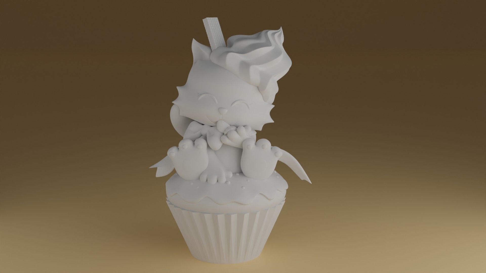 cream kitty 3D print model_1