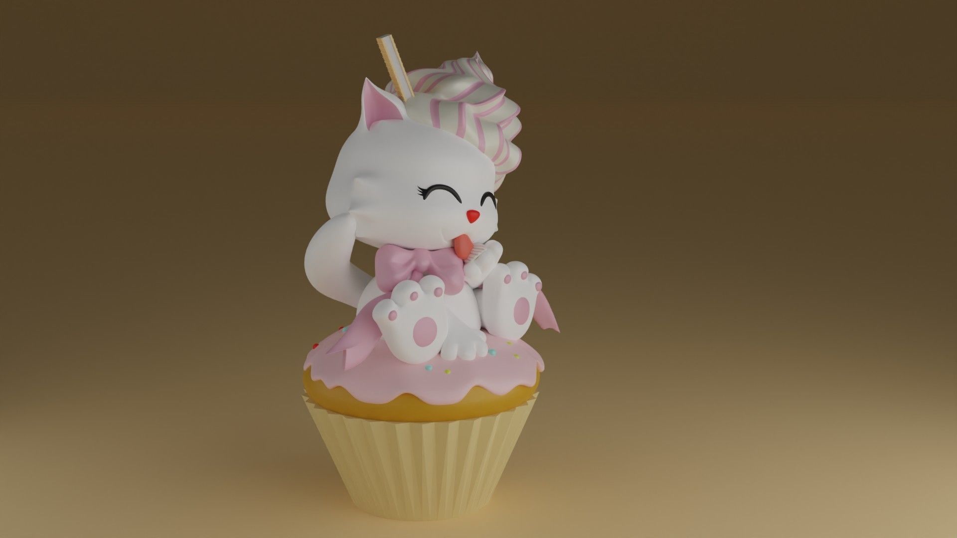 cream kitty 3D print model_6
