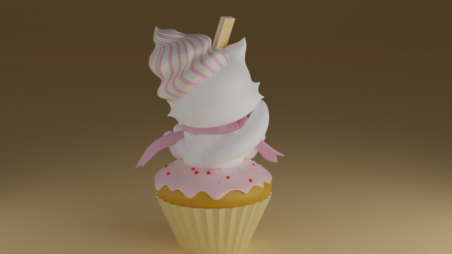 cream kitty 3D print model_9