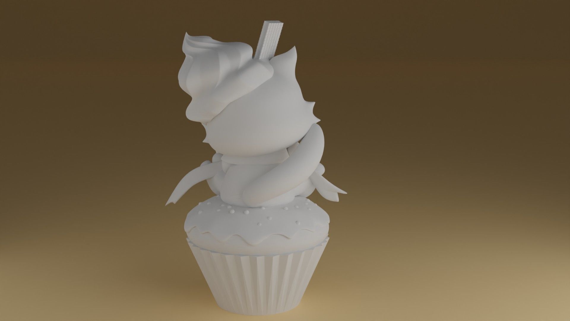 cream kitty 3D print model_3