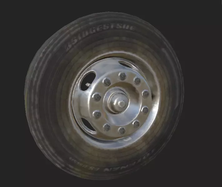 Truck Wheel Low-poly 3D model_0