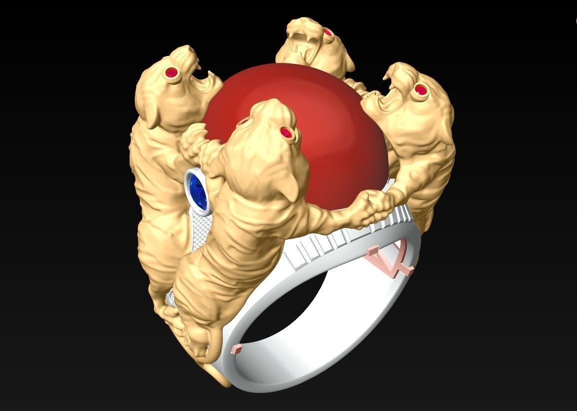 Tiger Rings - Oval Stone Ring - N1950 3D print model_3