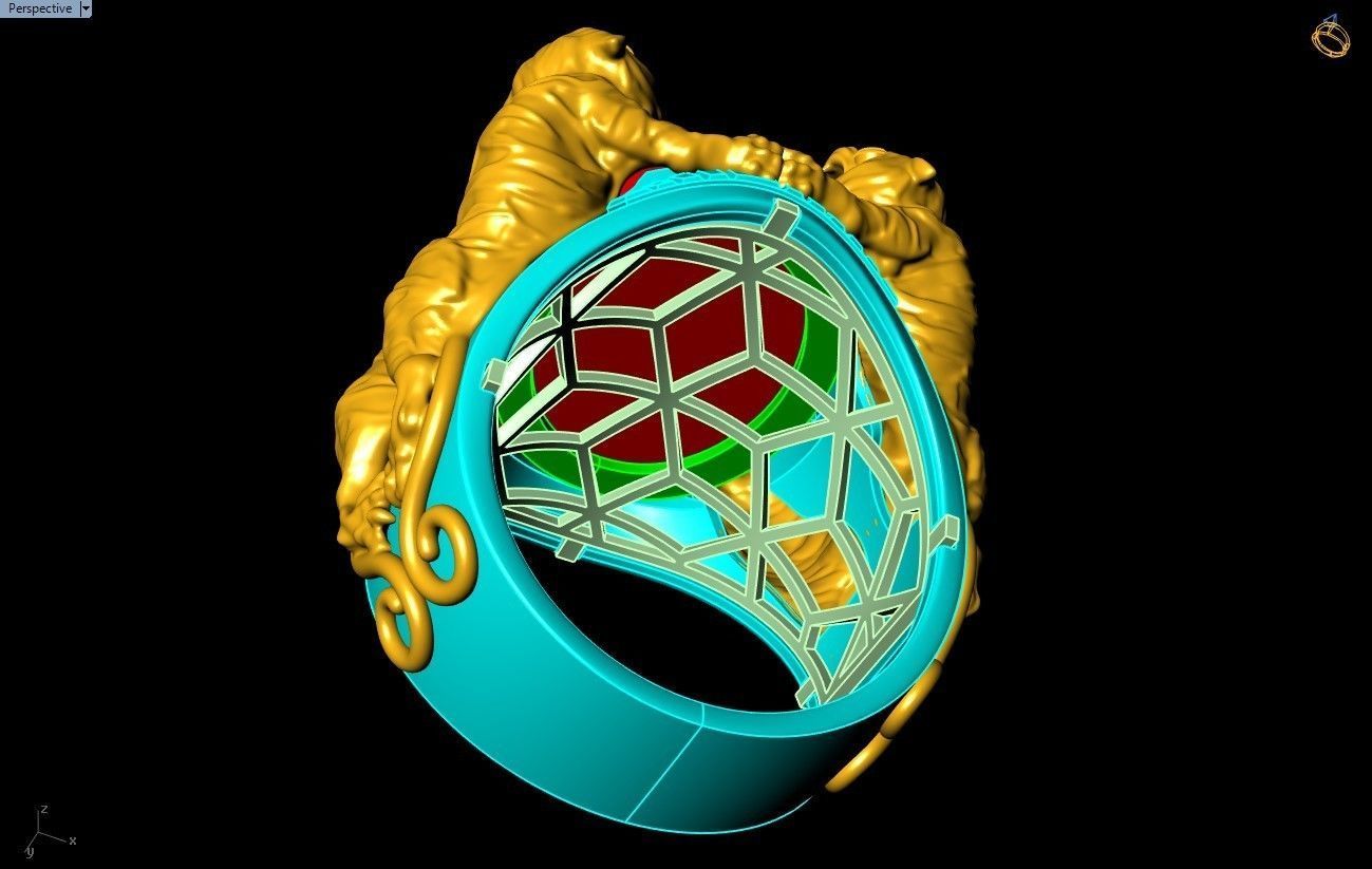 Tiger Rings - Oval Stone Ring - N1950 3D print model_7