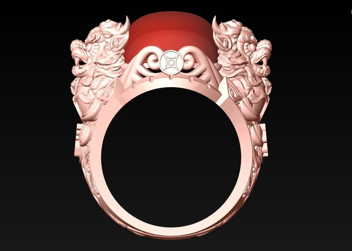 Pixiu Ring - Unicorn Ring - N1331 3D print model_6