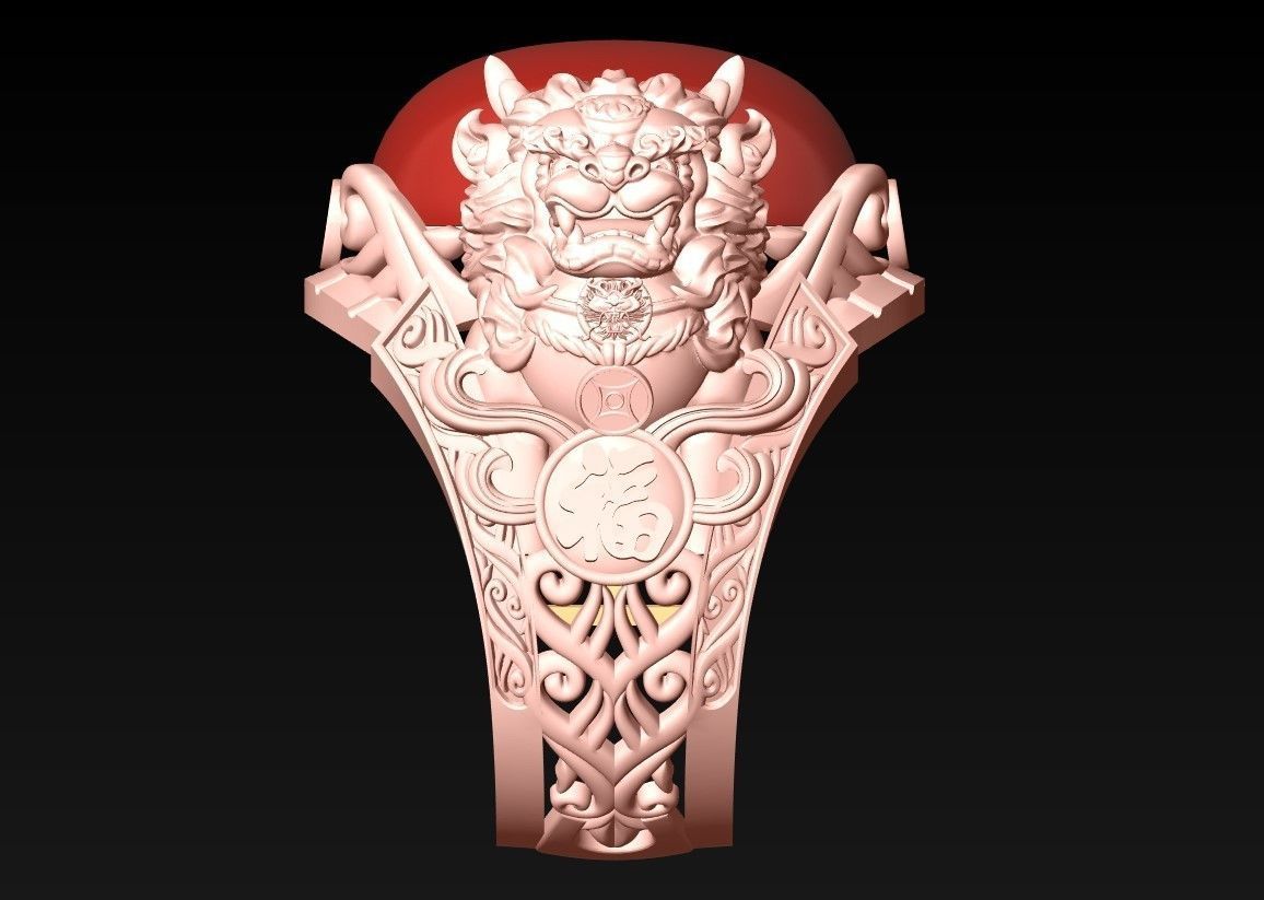 Pixiu Ring - Unicorn Ring - N1331 3D print model_4