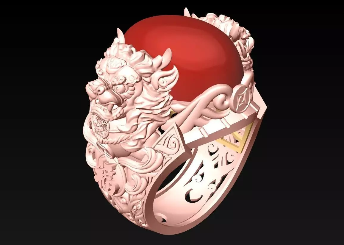 Pixiu Ring - Unicorn Ring - N1331 3D print model_0