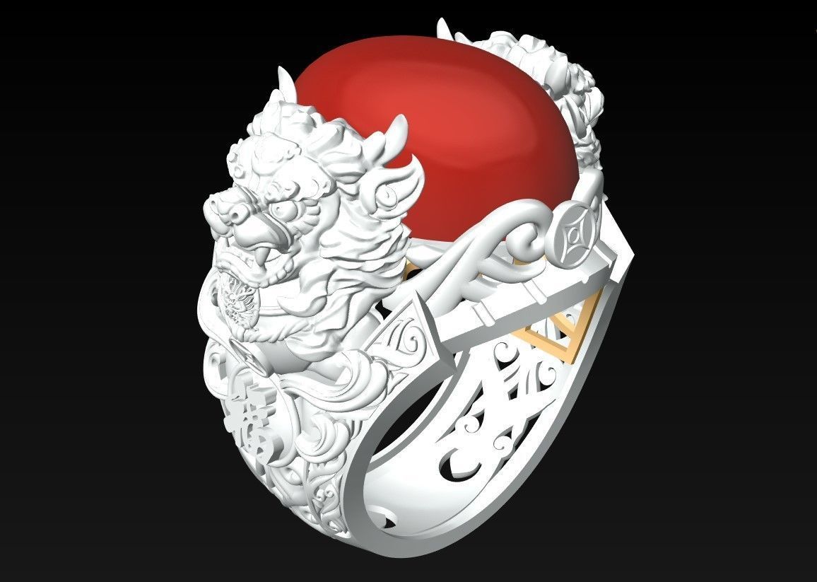 Pixiu Ring - Unicorn Ring - N1331 3D print model_3
