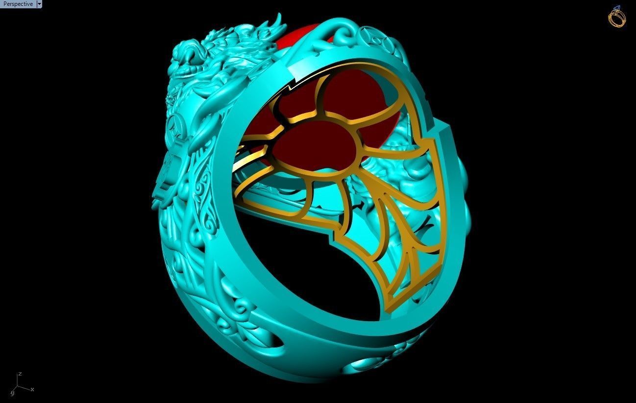 Pixiu Ring - Unicorn Ring - N1331 3D print model_7