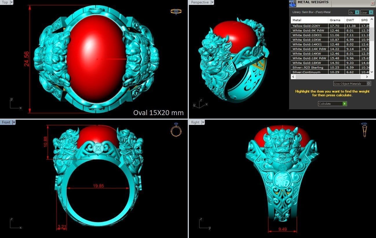 Pixiu Ring - Unicorn Ring - N1331 3D print model_8